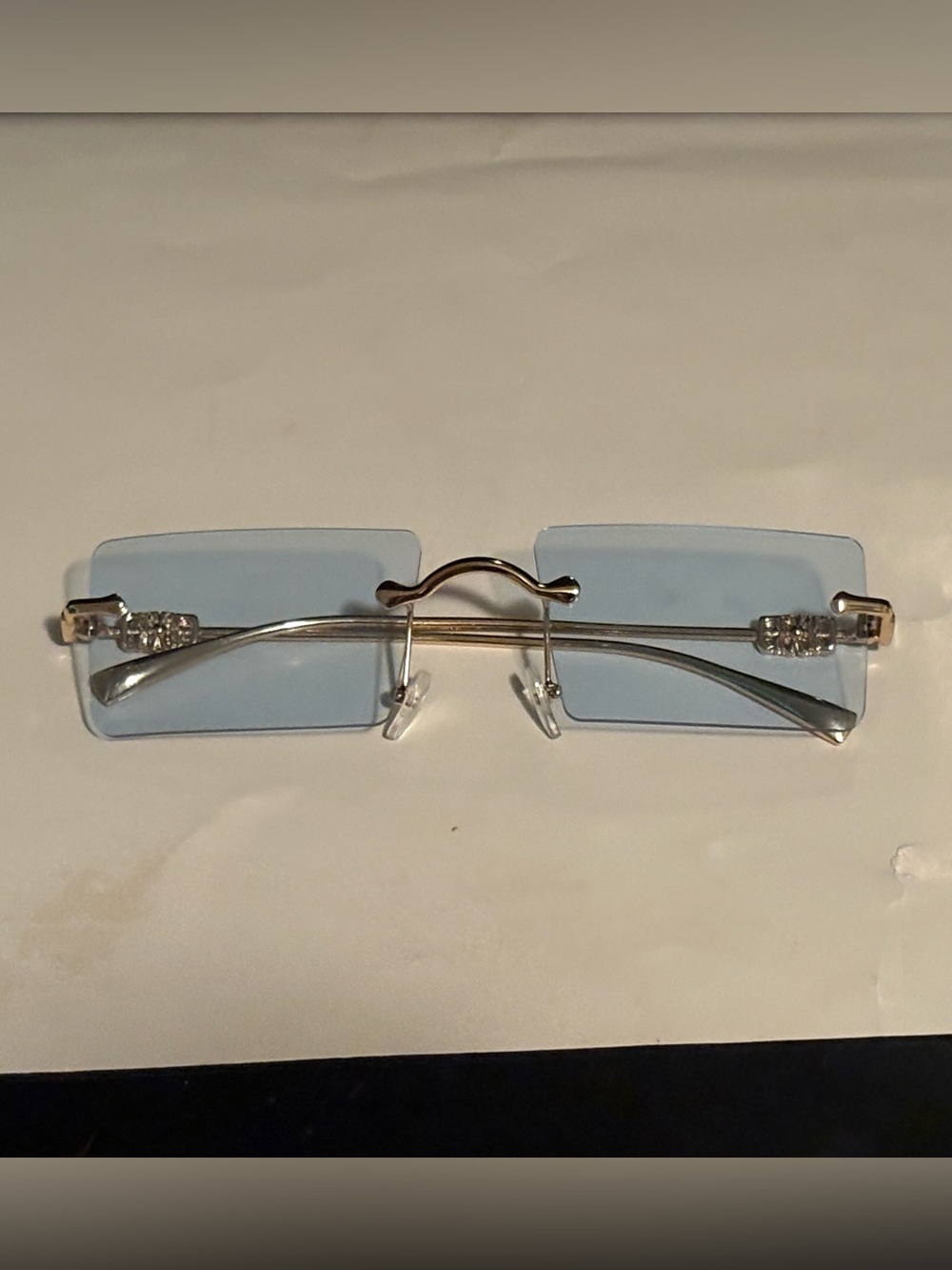 Rimless Light Blue Lens Women's Sunglasses